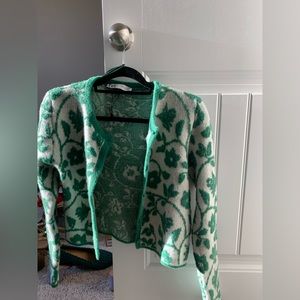 Zara Green Floral Cropped Sweater - Women’s M